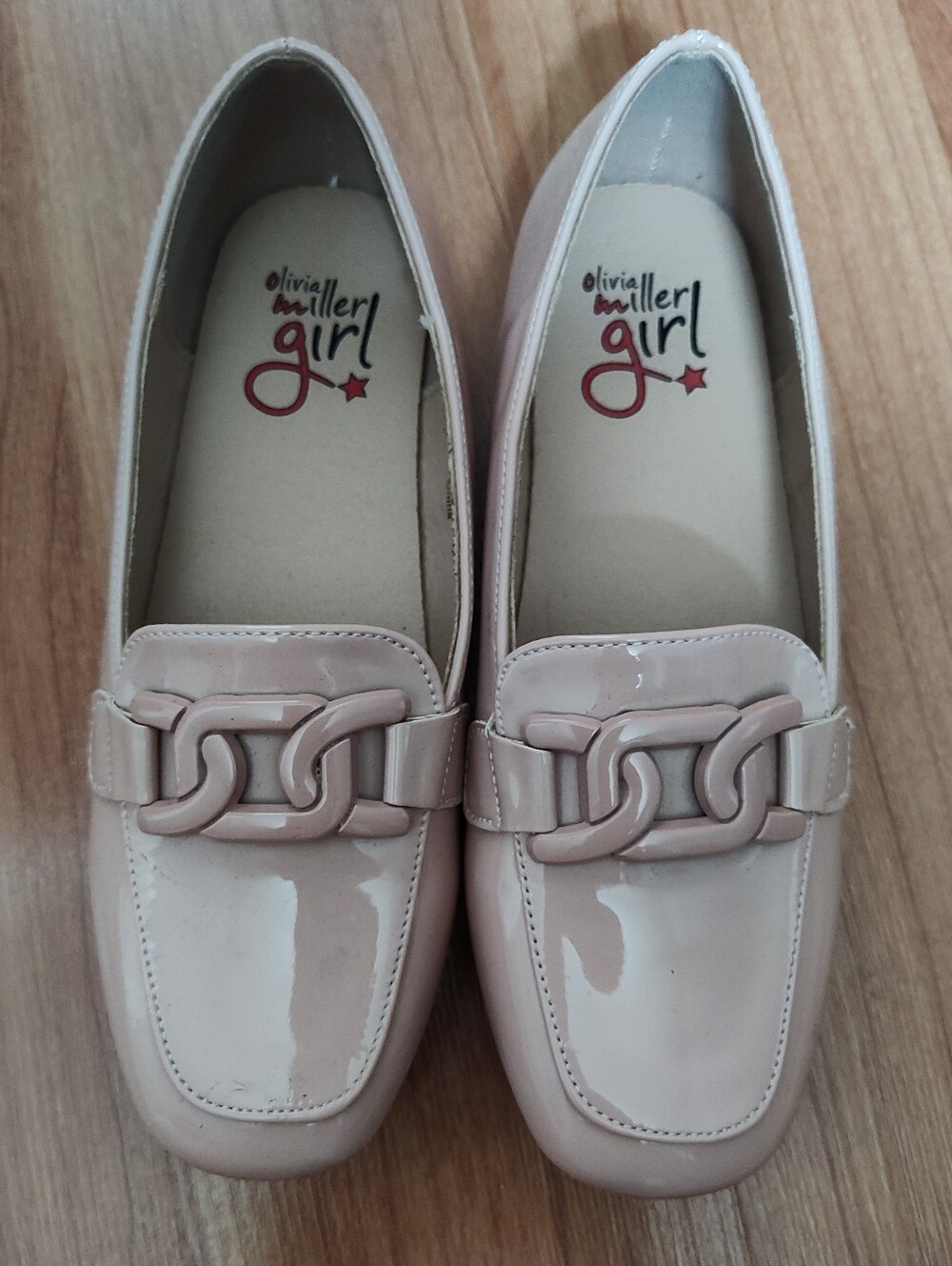Olivia Miller Girl's Patent Leather Loafers in Blush
